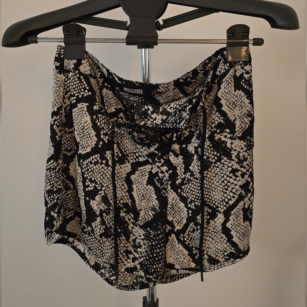 Missguided Snakeskin Print Mini Shorts